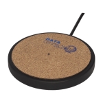 Circular charging base in limestone and cork black colour