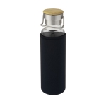 Borosilicate glass bottle with sleeve and handle, 660 ml black colour