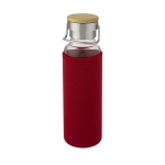 Borosilicate glass bottle with sleeve and handle, 660 ml red colour