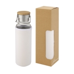 Borosilicate glass bottle with sleeve and handle, 660 ml white colour