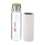 Borosilicate glass bottle with sleeve and handle, 660 ml white colour