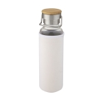 Borosilicate glass bottle with sleeve and handle, 660 ml white colour