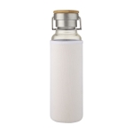 Borosilicate glass bottle with sleeve and handle, 660 ml white colour