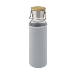 Borosilicate glass bottle with sleeve and handle, 660 ml grey colour