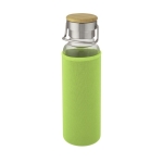 Borosilicate glass bottle with sleeve and handle, 660 ml lime colour