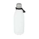 Extra-large thermal steel bottle with handle, 1.5 L white colour