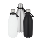 Extra-large thermal steel bottle with handle, 1.5 L silver colour