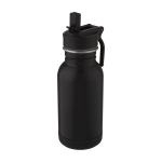 Small steel sports bottle with nozzle for children, 400 ml black colour