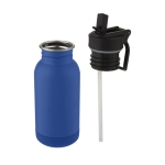 Small steel sports bottle with nozzle for children, 400 ml blue colour