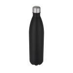 Large thermal stainless steel bottle with logo, 1 L black colour