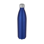 Large thermal stainless steel bottle with logo, 1 L blue colour