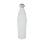 Large thermal stainless steel bottle with logo, 1 L white colour