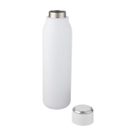 Stainless steel thermal bottle with handle in the lid, 600 ml white colour