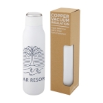 Stainless steel thermal bottle with handle in the lid, 600 ml white colour