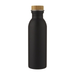 Steel bottle with bamboo lid and elegant design, 650 ml black colour