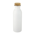 Steel bottle with bamboo lid and elegant design, 650 ml white colour