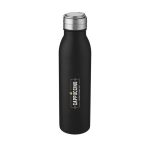 Stainless steel sports bottle with metallic lid, 700 ml black colour