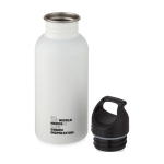 Steel sports bottle with lid and handle, 500 ml white colour