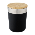 Stainless steel thermal mug with organic bamboo lid, 330 ml black colour