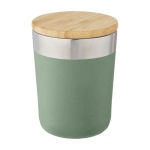 Stainless steel thermal mug with organic bamboo lid, 330 ml mint green colour