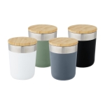 Stainless steel thermal mug with organic bamboo lid, 330 ml mint green colour