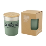 Stainless steel thermal mug with organic bamboo lid, 330 ml mint green colour