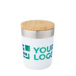 Stainless steel thermal mug with organic bamboo lid, 330 ml