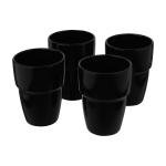 Stackable coloured ceramic cups, 280 ml black colour