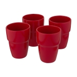 Stackable coloured ceramic cups, 280 ml red colour