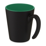 Two-tone ceramic mug with original handle, 360 ml green colour