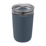 Borosilicate glass cup with recycled plastic, 420 ml petrol blue colour