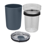 Borosilicate glass cup with recycled plastic, 420 ml petrol blue colour