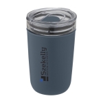 Borosilicate glass cup with recycled plastic, 420 ml petrol blue colour