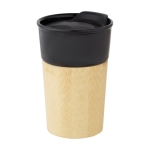 Porcelain travel mug with bamboo exterior, 320 ml black colour