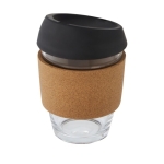 Glass cup with cork grip, 360 ml black colour