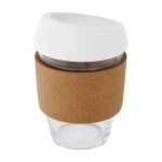 Glass cup with cork grip, 360 ml white colour