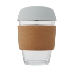 Glass cup with cork grip, 360 ml grey colour