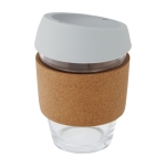 Glass cup with cork grip, 360 ml grey colour