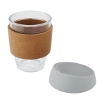 Glass cup with cork grip, 360 ml grey colour