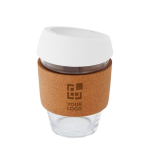 Glass cup with cork grip, 360 ml