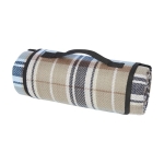 Waterproof striped picnic blanket with handle, 140 g/m² khaki colour