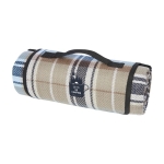 Waterproof striped picnic blanket with handle, 140 g/m² khaki colour