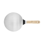 Circular metal pizza paddle natural colour