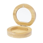 Compact bamboo pocket mirror with small compartment natural colour