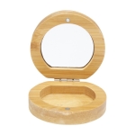 Compact bamboo pocket mirror with small compartment natural colour