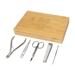 Manicure set in bamboo case including 5 accessories natural colour