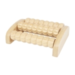 Bamboo foot massager with three rollers natural colour