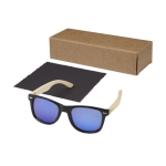 Polarised bamboo sunglasses with mirrored lenses light wood colour