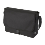 Messenger shoulder bag with flap closure and buckle, RPET black colour