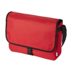 Messenger shoulder bag with flap closure and buckle, RPET red colour